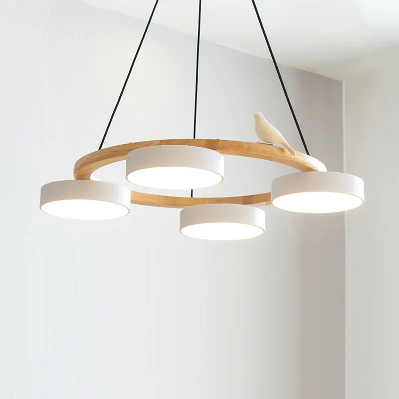 Modern Wood Resin Acrylic Pendant Light Dining Room Bedroom | Las Sola