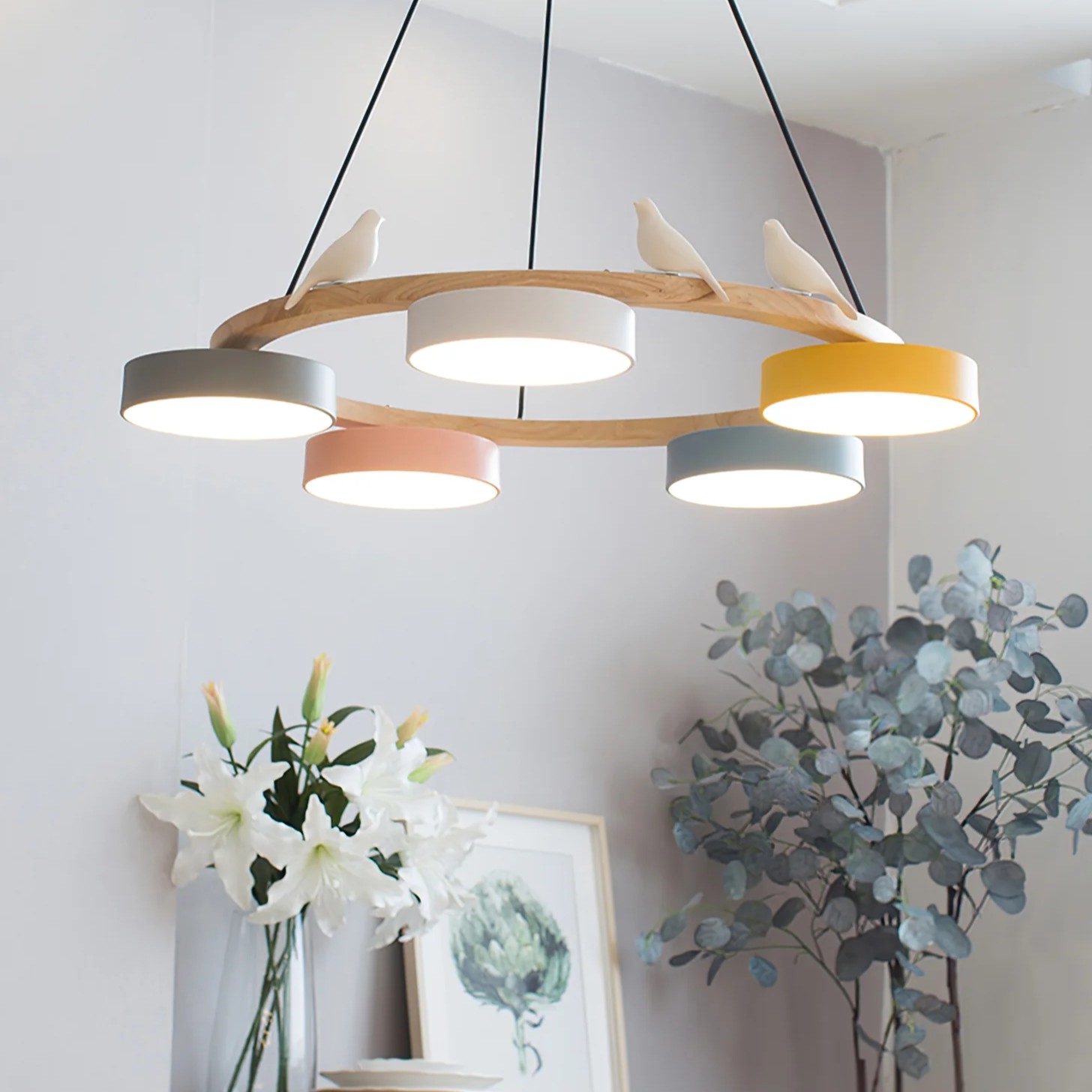 Morandi Modern Metal Wood Resin Acrylic Chandelier Dining Room Bedroom
