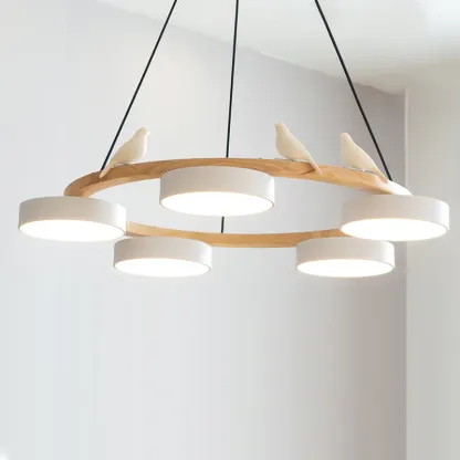 Morandi Metal Wood Resin Acrylic Pendant Light Dining Room Bedroom