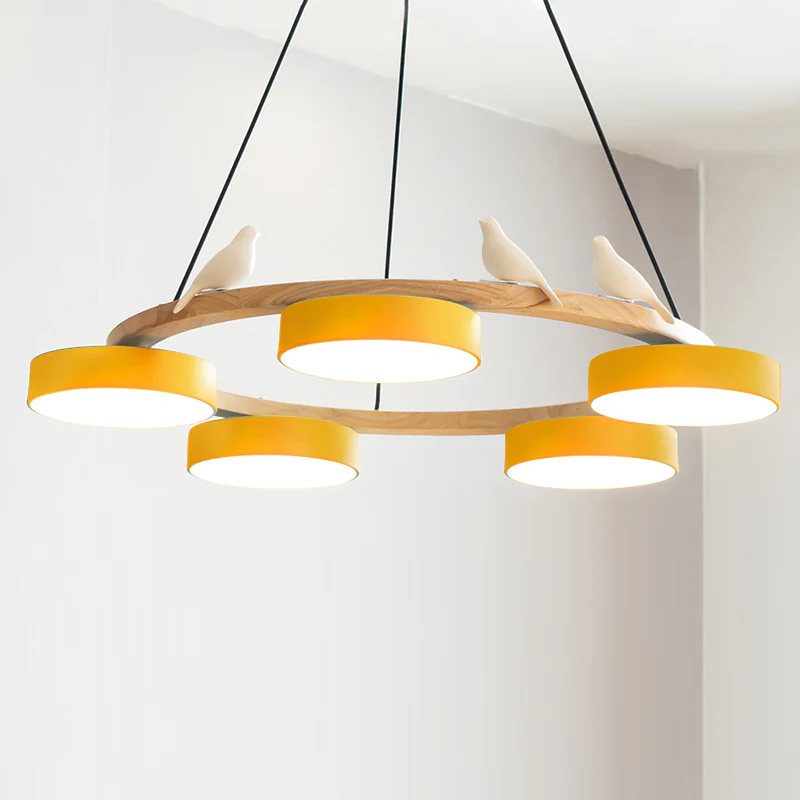 Morandi Metal Wood Resin Acrylic Pendant Light Dining Room Bedroom