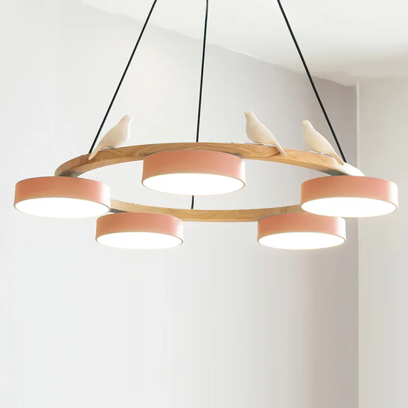 Morandi Metal Wood Resin Acrylic Pendant Light Dining Room Bedroom