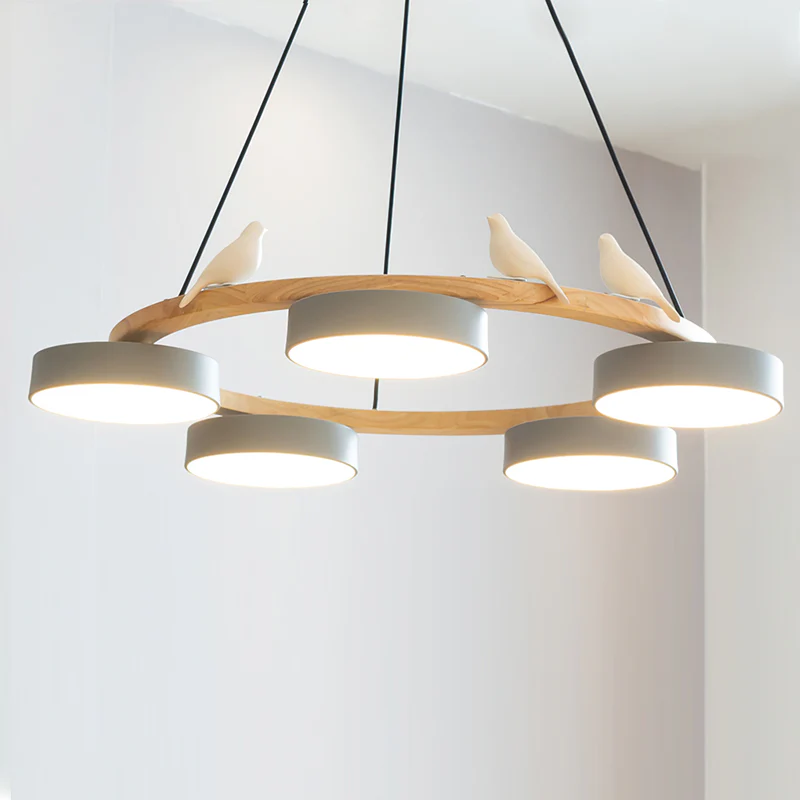 Morandi Metal Wood Resin Acrylic Pendant Light Dining Room Bedroom