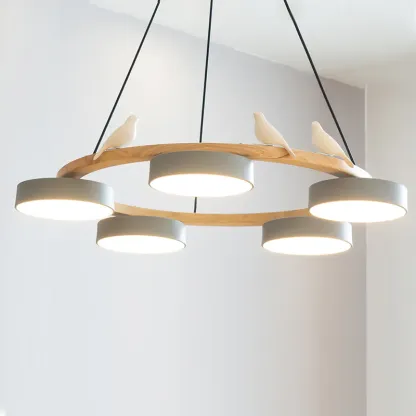 Morandi Metal Wood Resin Acrylic Pendant Light Dining Room Bedroom