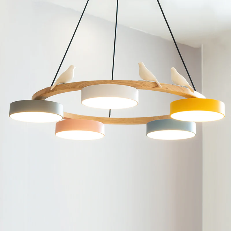 Morandi Metal Wood Resin Acrylic Pendant Light Dining Room Bedroom