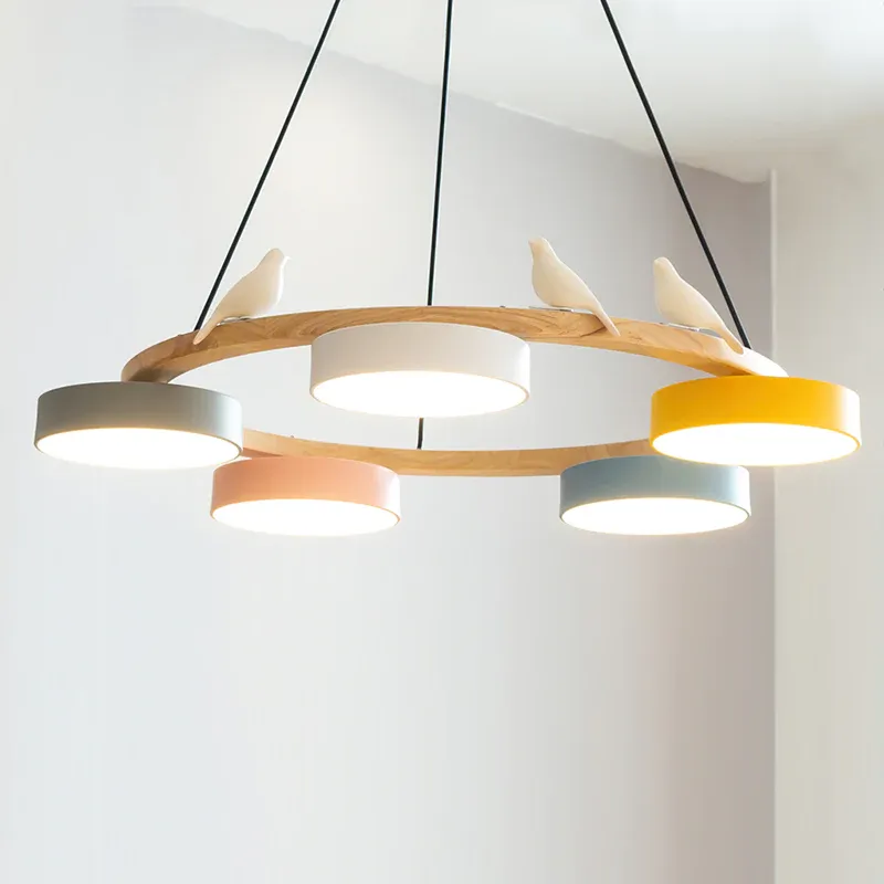 Morandi Metal Wood Resin Acrylic Pendant Light Dining Room Bedroom