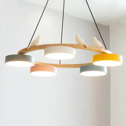 Morandi Metal Wood Resin Acrylic Pendant Light Dining Room Bedroom
