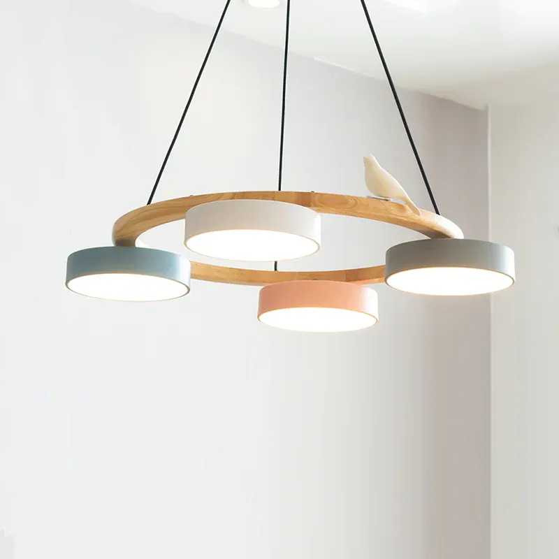 Morandi Metal Wood Resin Acrylic Pendant Light Dining Room Bedroom