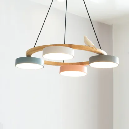 Morandi Metal Wood Resin Acrylic Pendant Light Dining Room Bedroom