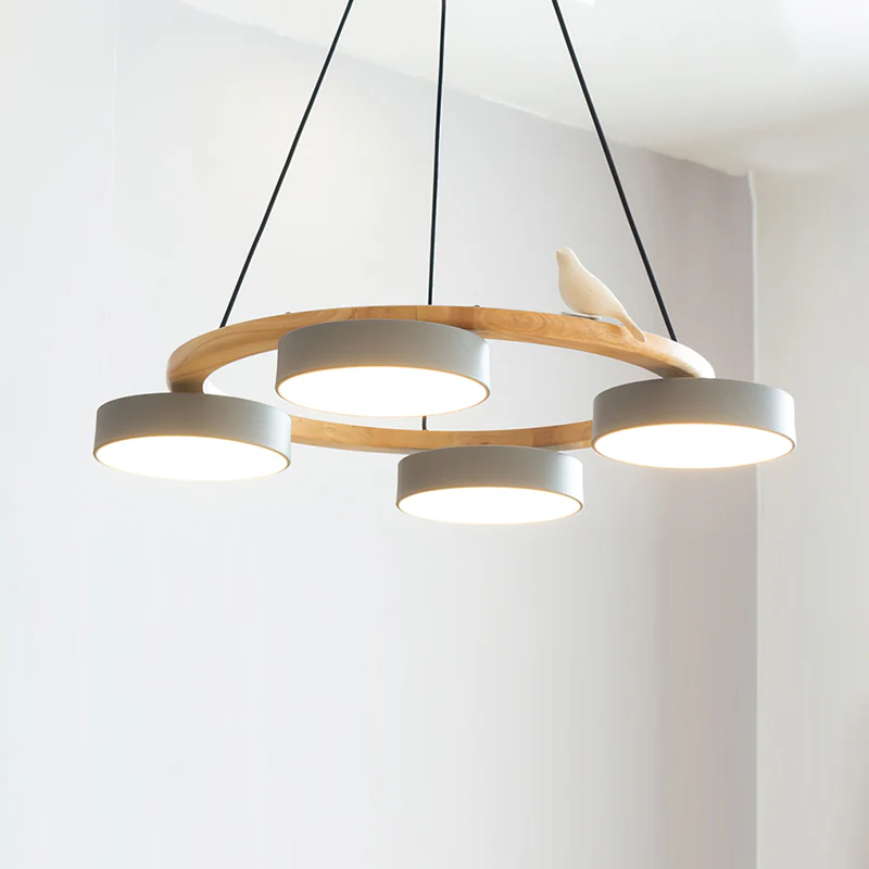 Morandi Metal Wood Resin Acrylic Pendant Light Dining Room Bedroom