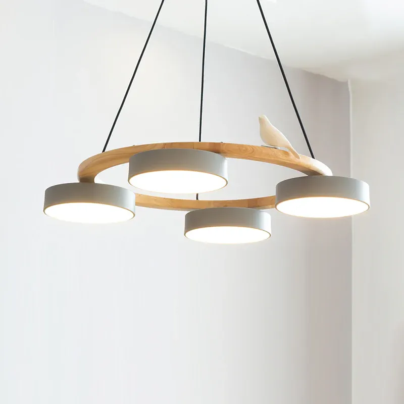 Morandi Metal Wood Resin Acrylic Pendant Light Dining Room Bedroom