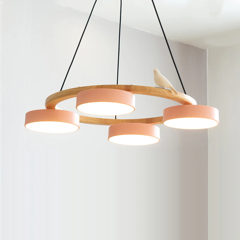 Morandi Metal Wood Resin Acrylic Pendant Light Dining Room Bedroom