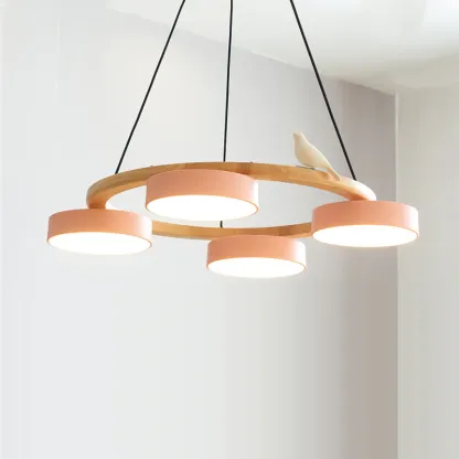 Morandi Metal Wood Resin Acrylic Pendant Light Dining Room Bedroom