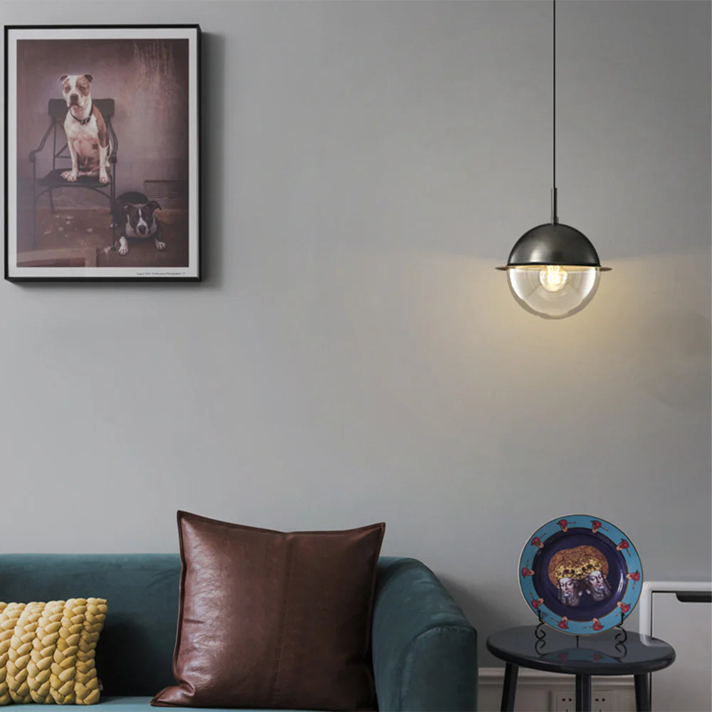Valentina pendant light illuminating a modern living room