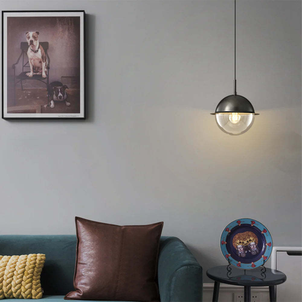 Valentina pendant light illuminating a modern living room