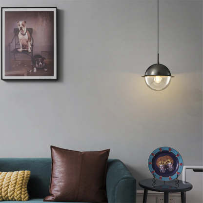 Valentina pendant light illuminating a modern living room