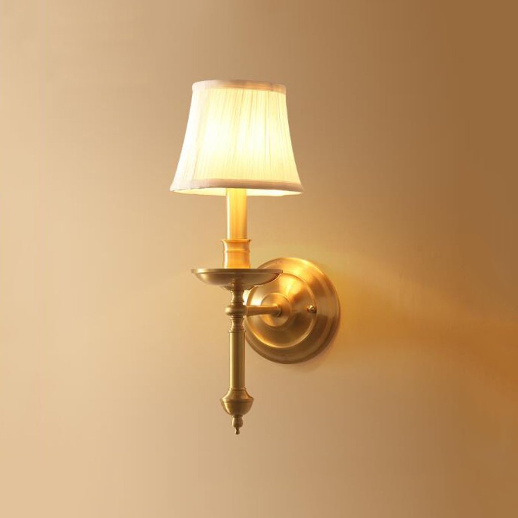 Eryn Metal Vanity Wall Lamp with fabric shade, brass finish