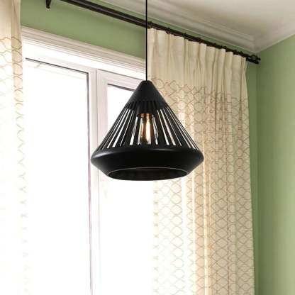 Black conical Nazifa pendant light, modern interior lighting