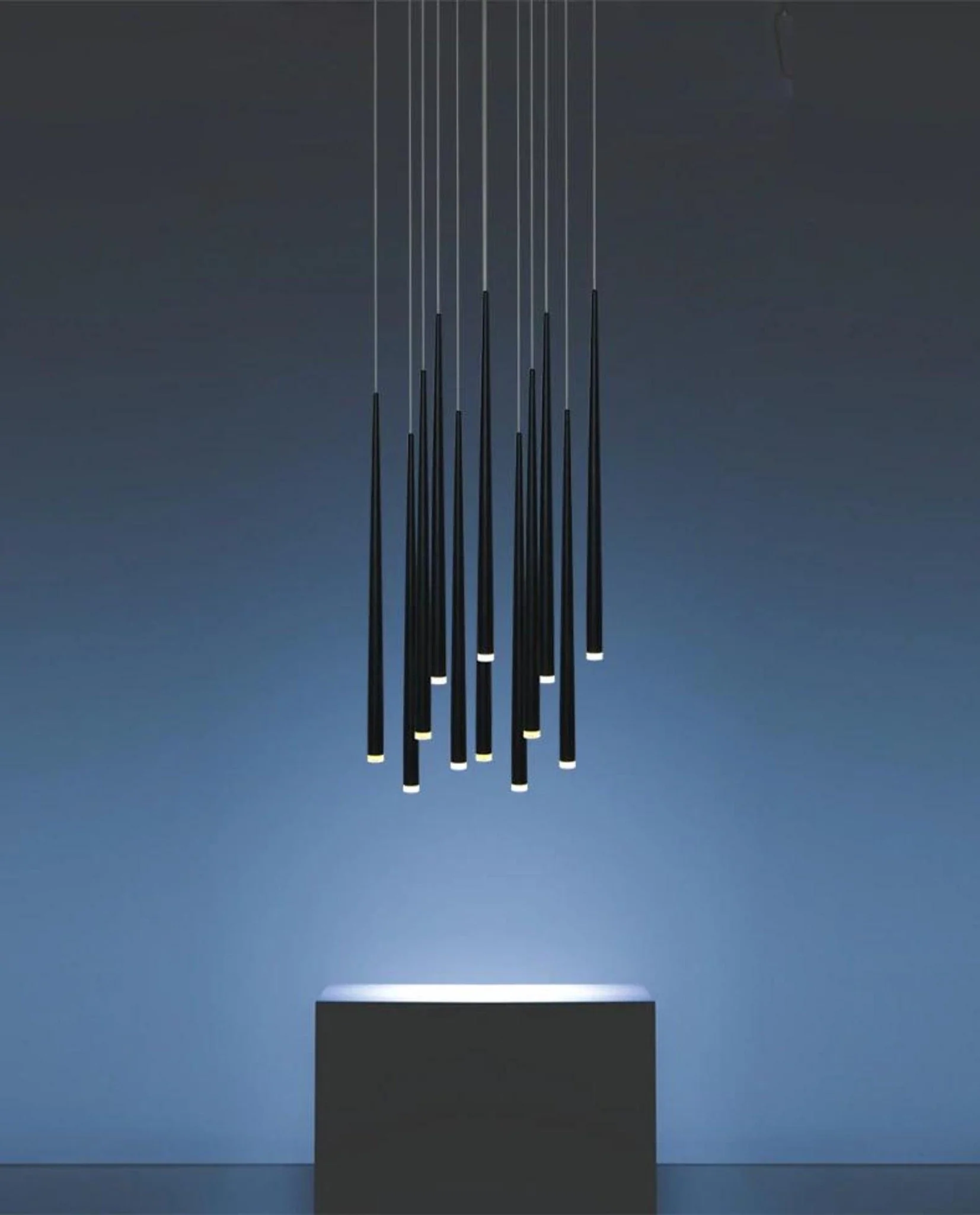 Edge Modern Slender Cone Metal Chandelier Hallway Living Room