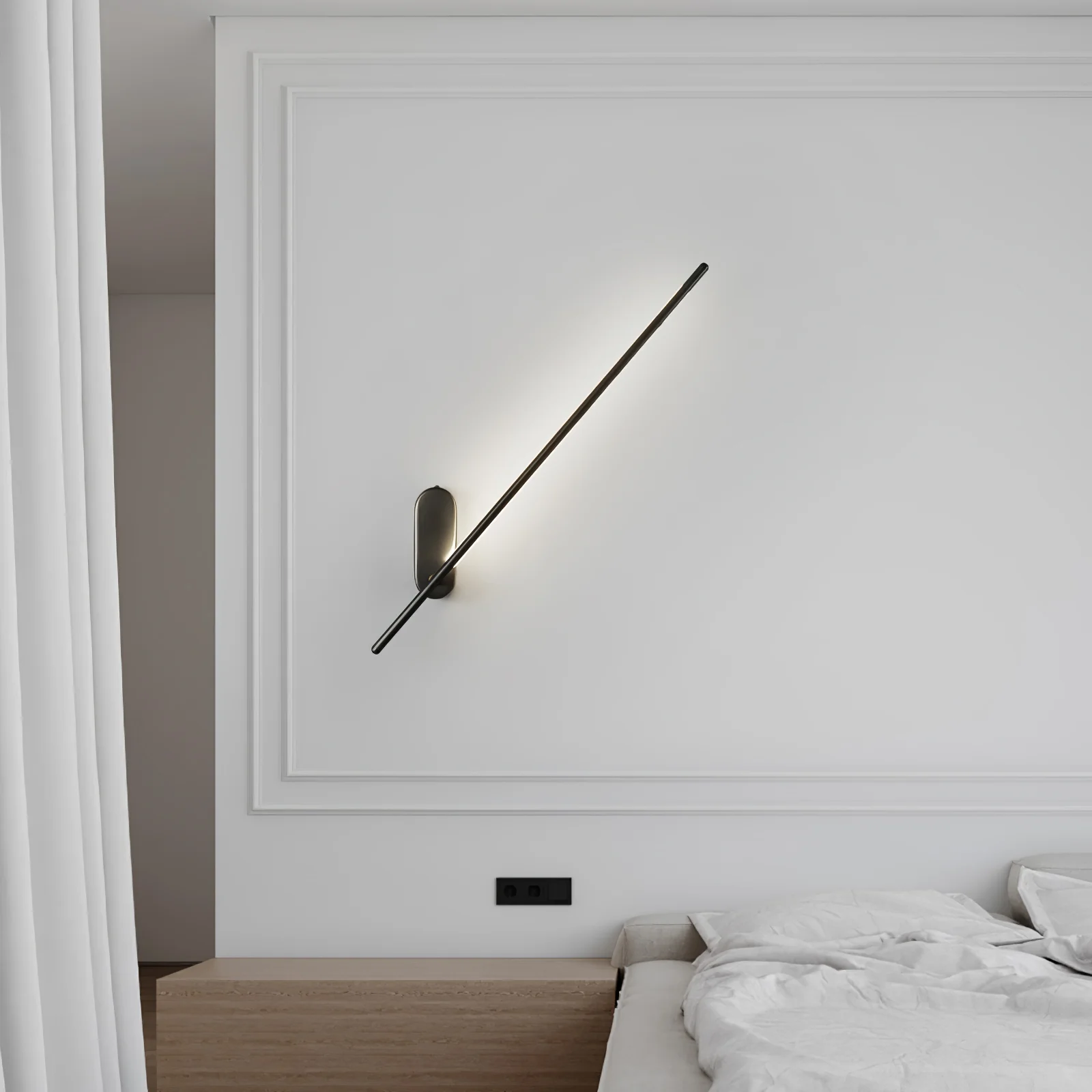 Edge Metal Acrylic Slim Design Modern Wall Lamp Bedroom Living Room