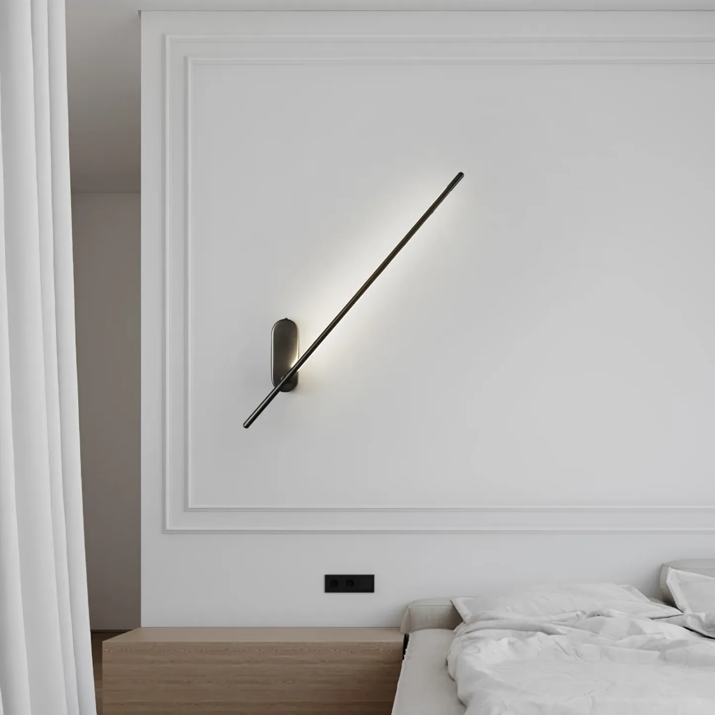 Edge Metal Acrylic Slim Design Modern Wall Lamp Bedroom Living Room