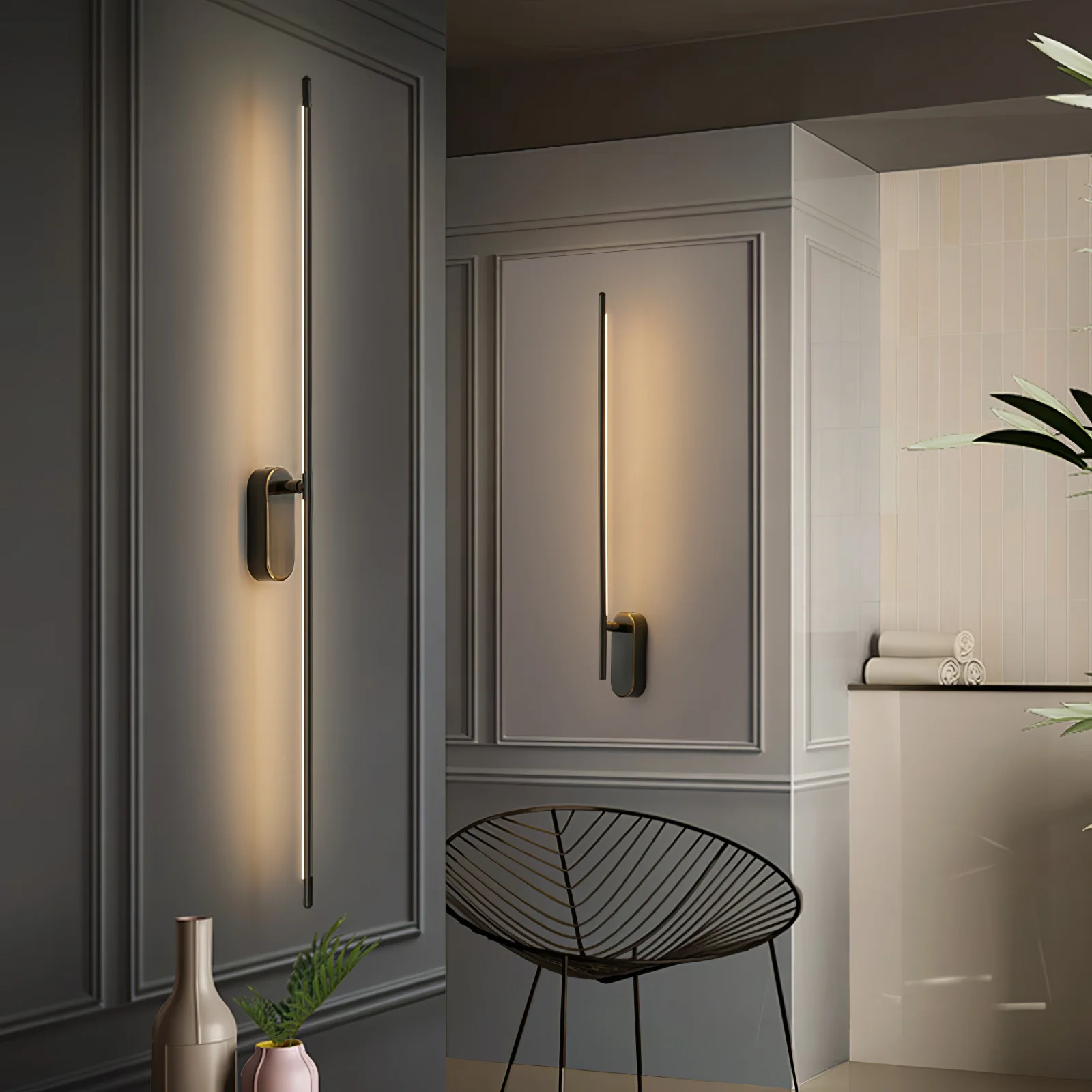 Edge Metal Acrylic Slim Design Modern Wall Lamp Bedroom Living Room