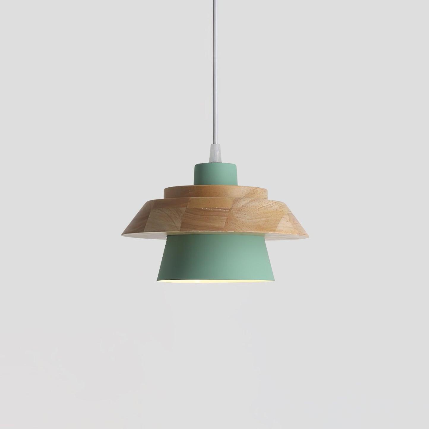 Zaid Modern Pendant Light - Mint Green and Wood