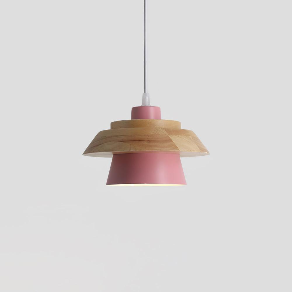 Pink and Wood Zaid Pendant Light