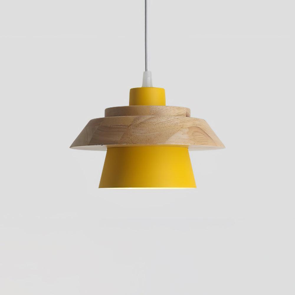 Yellow and Wood Modern Pendant Light - Zaid Series