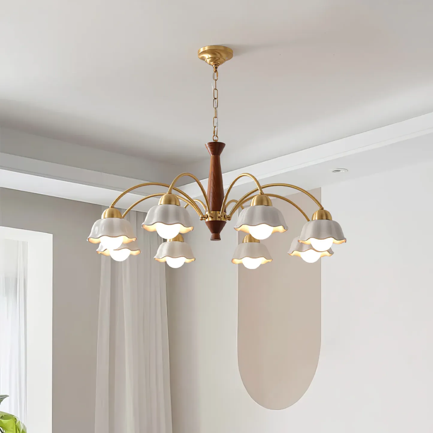 Valentina Vintage Brass Glass Chandelier Shades Living Dining Room
