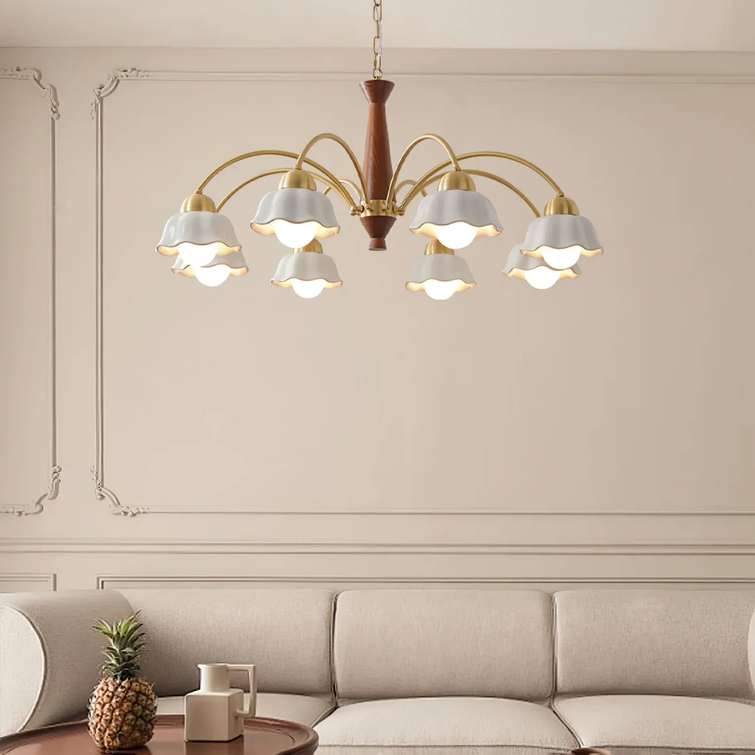 Valentina Vintage Brass Glass Chandelier Shades Living Dining Room