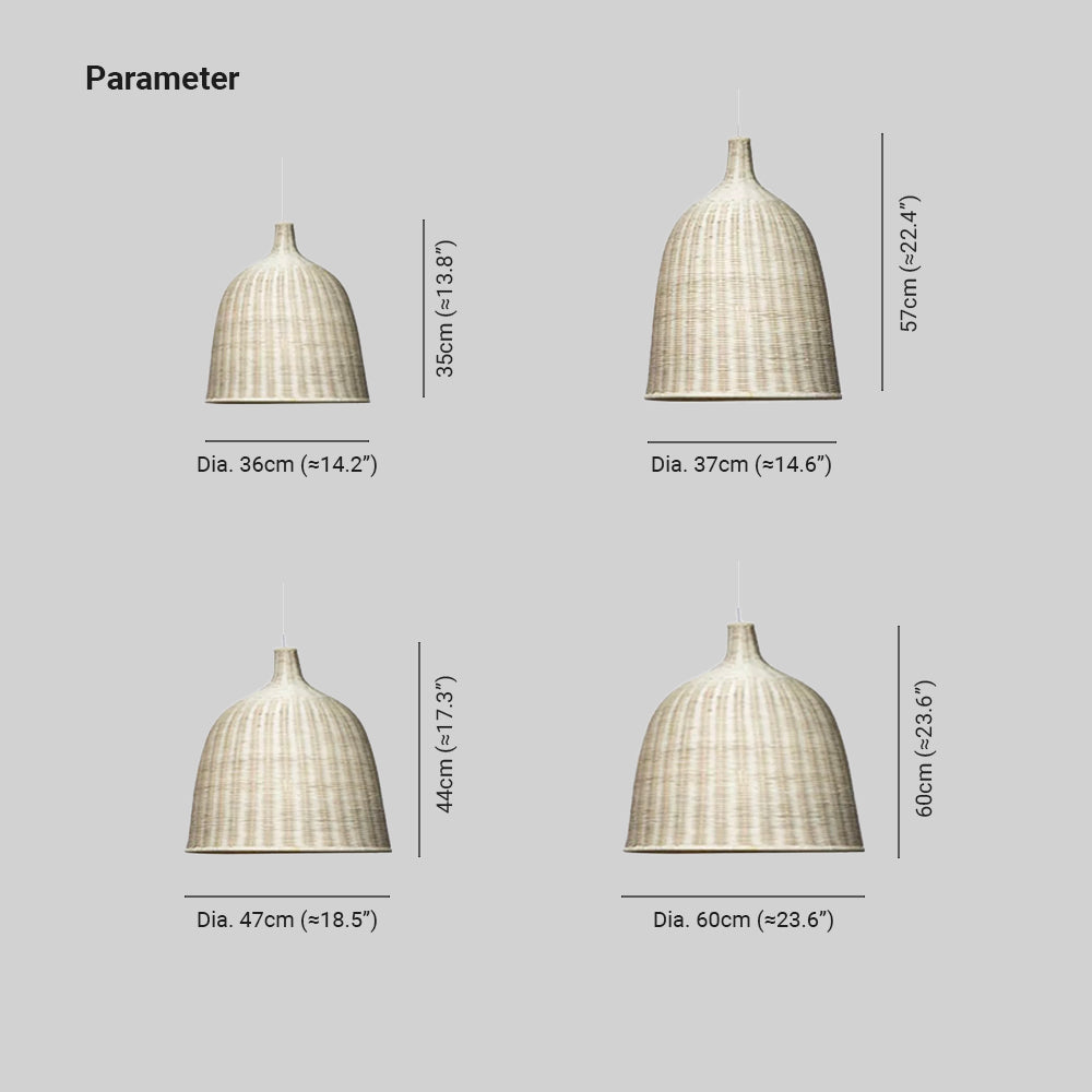 Muto Rattan Pendant Light Dimensions - Indoor Lighting