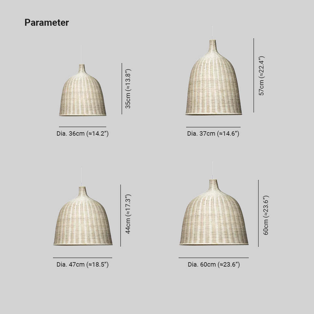 Muto Rattan Pendant Light Dimensions - Indoor Lighting