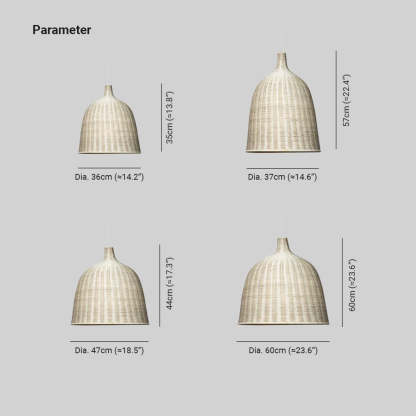 Muto Rattan Pendant Light Dimensions - Indoor Lighting