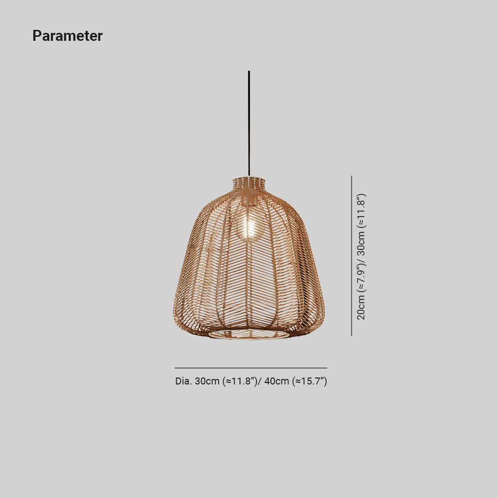Muto Rattan Pendant Light Dimensions
