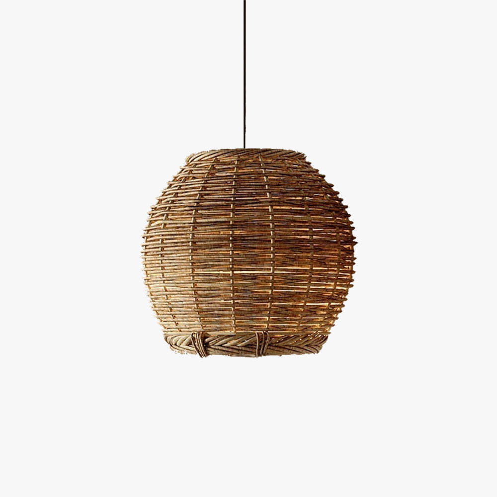 Muto Retro LED Pendant Light with Rattan Shade
