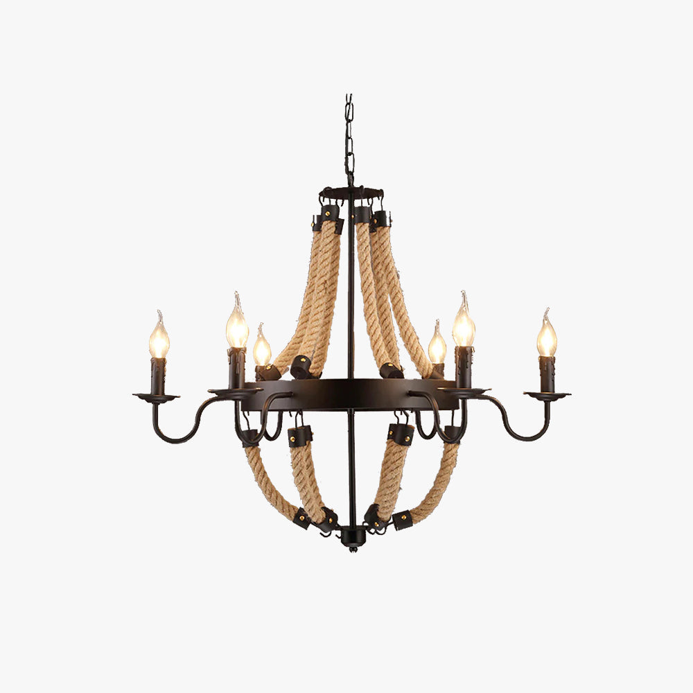 Epoch Industrial LED Pendant Light with metal and rope detail