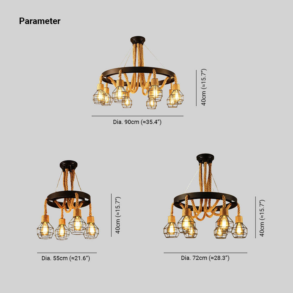Epoch Retro Industrial Globe Chandelier Metal Bar Living Room