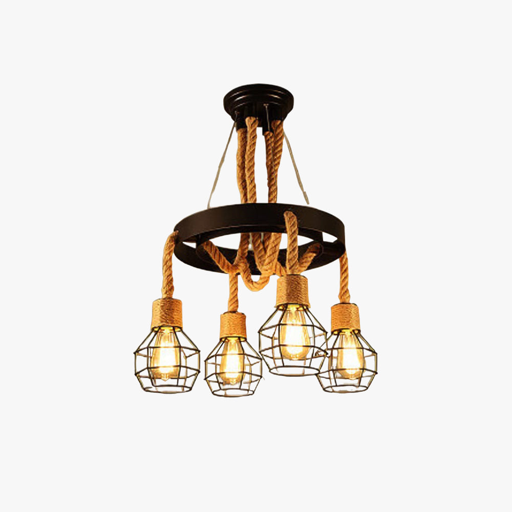 Epoch Retro Industrial Globe Chandelier Metal Bar Living Room