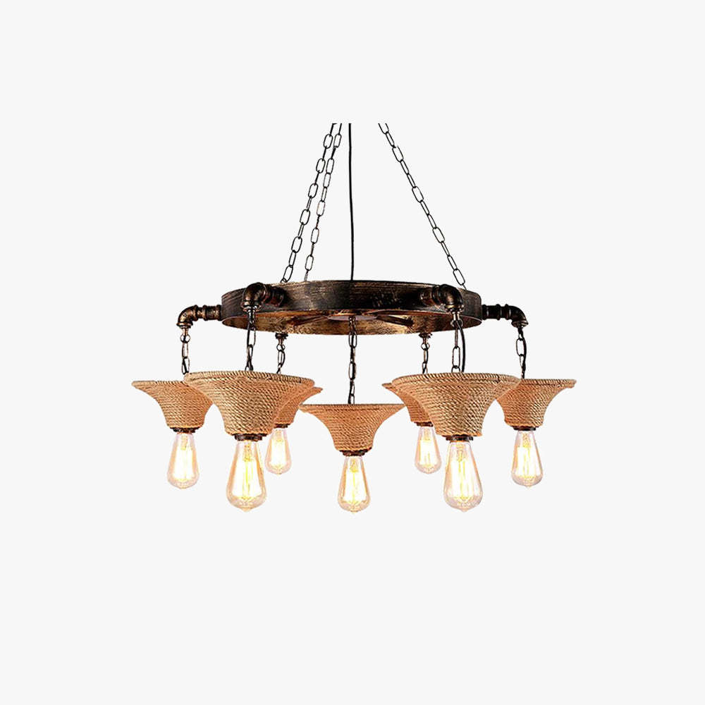 Epoch Industrial Creativity Chandelier - Rust Metal and Rope