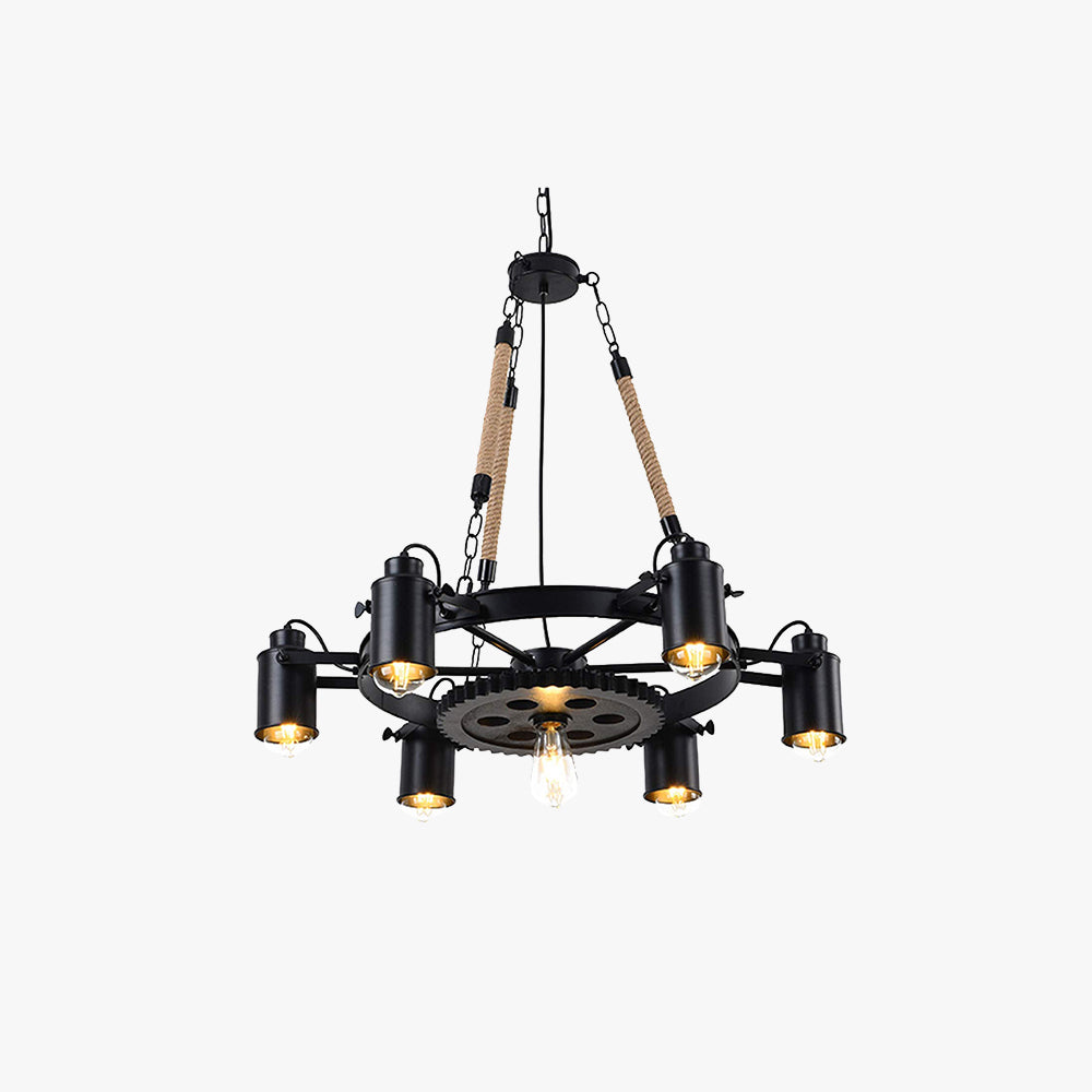Epoch Industrial LED Pendant Light - Metal & Rope Chandelier