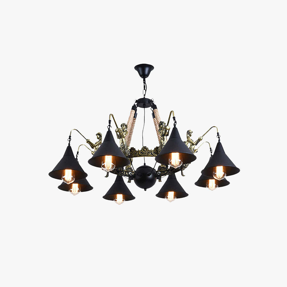 Epoch Vintage Trumpet Chandelier with mermaid detail