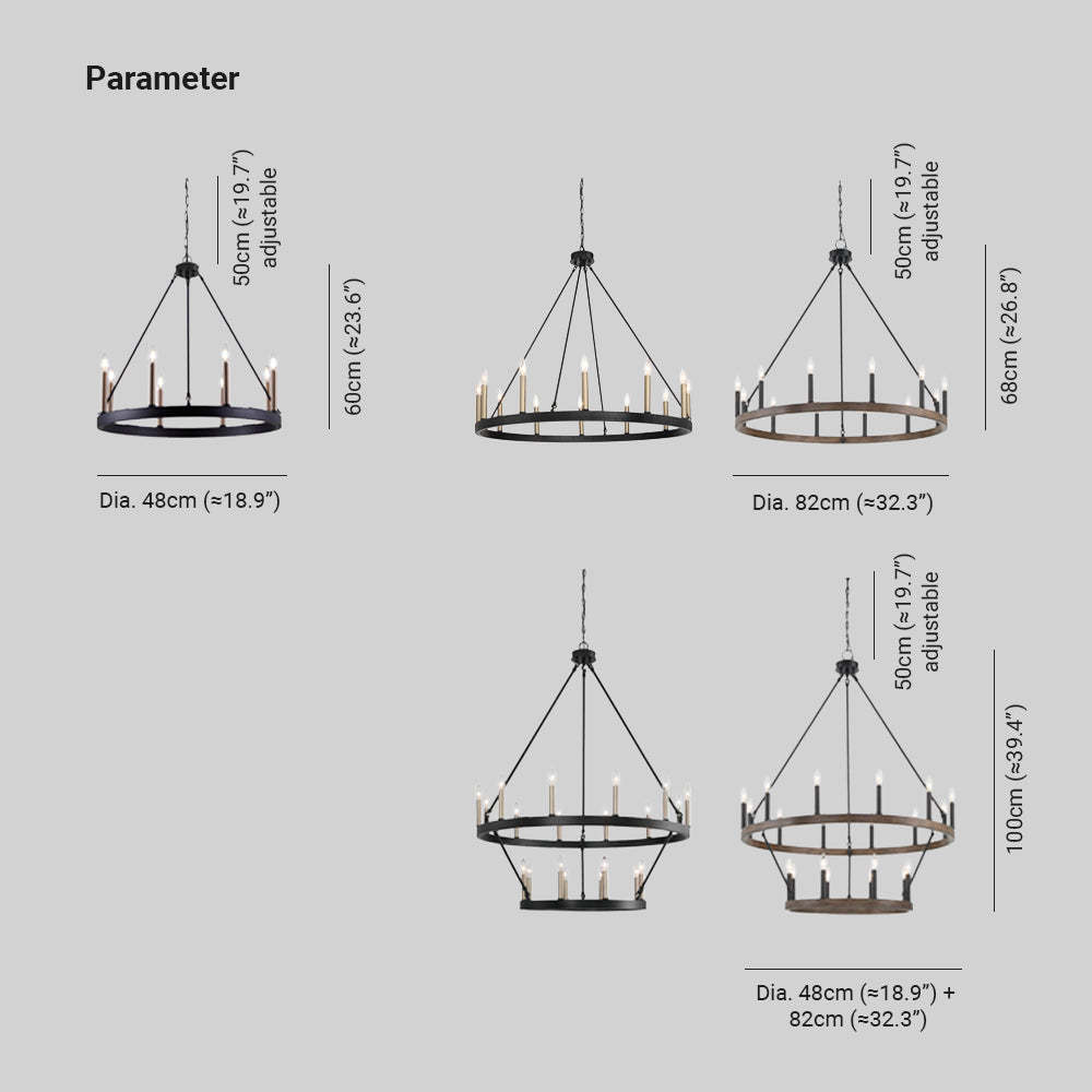 Silva Chandelier dimensions and size guide