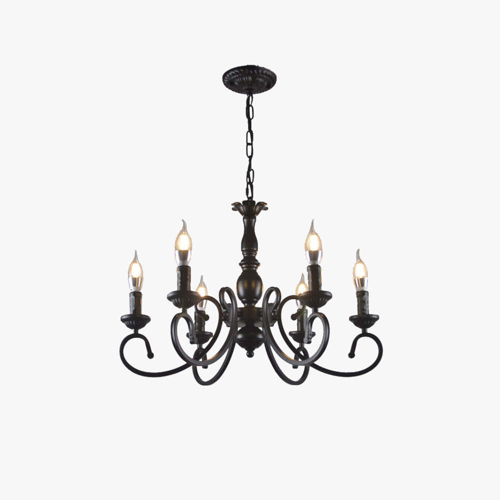Silva Black Metal Candle Chandelier for Bedroom