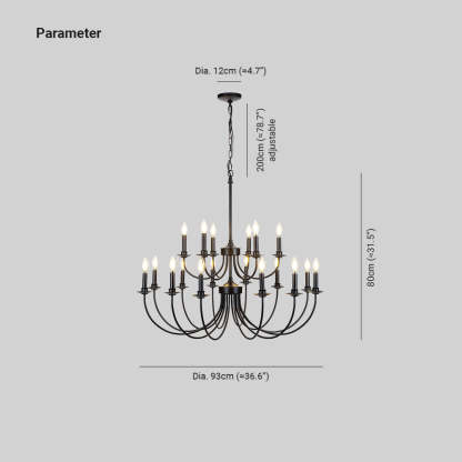 Silva Chandelier Dimensions: Dia. 93cm, 80cm height, adjustable