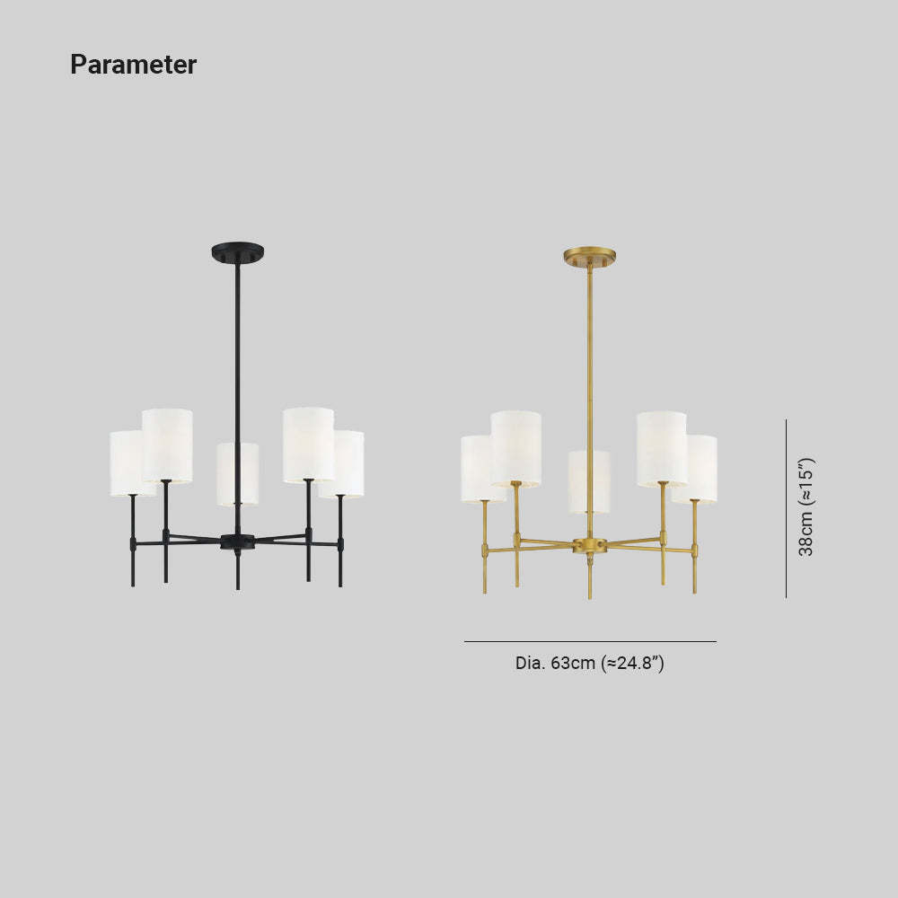 Silva Chandelier Dimensions - Black and Gold Options