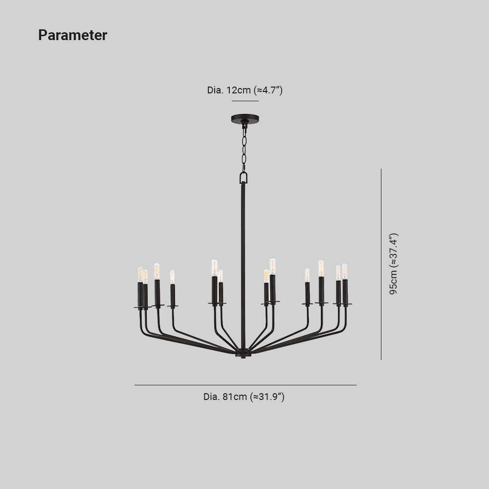 Alessio Chandelier dimensions: 95cm height, 81cm diameter.