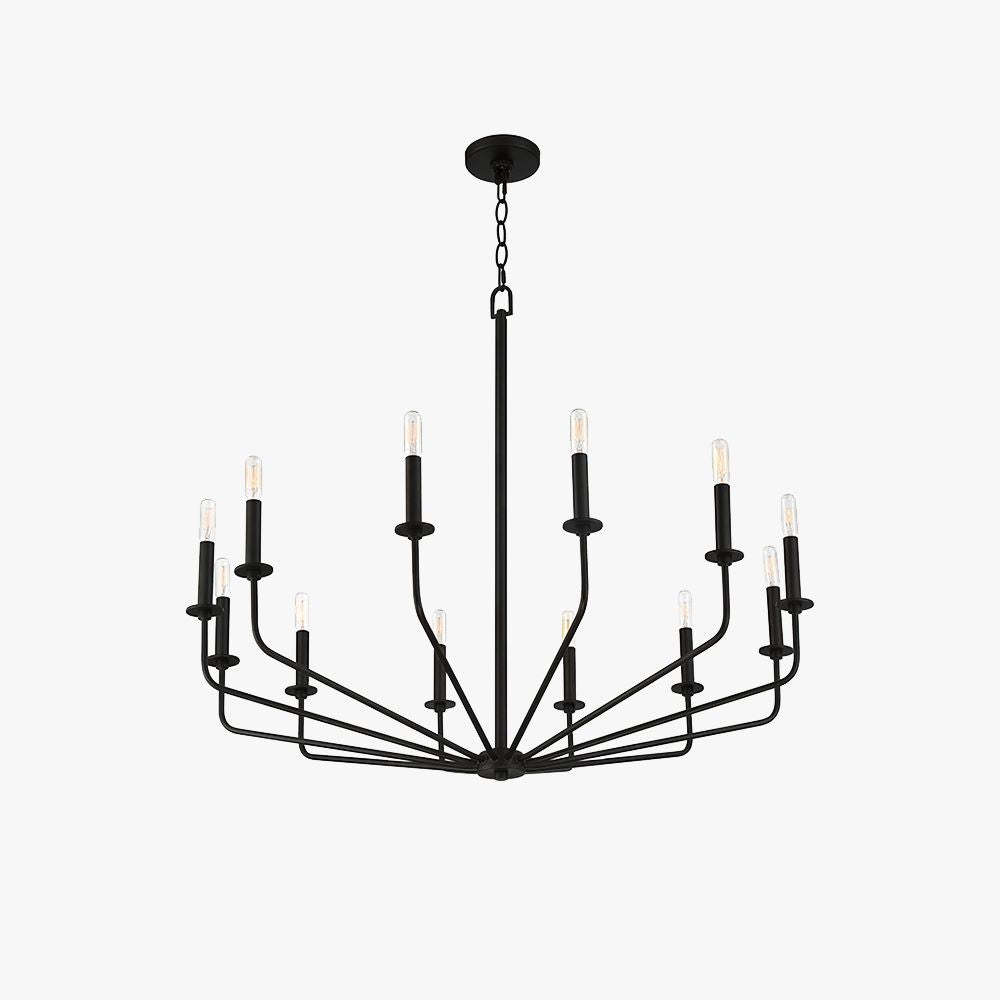 Black metal Alessio chandelier for living room.