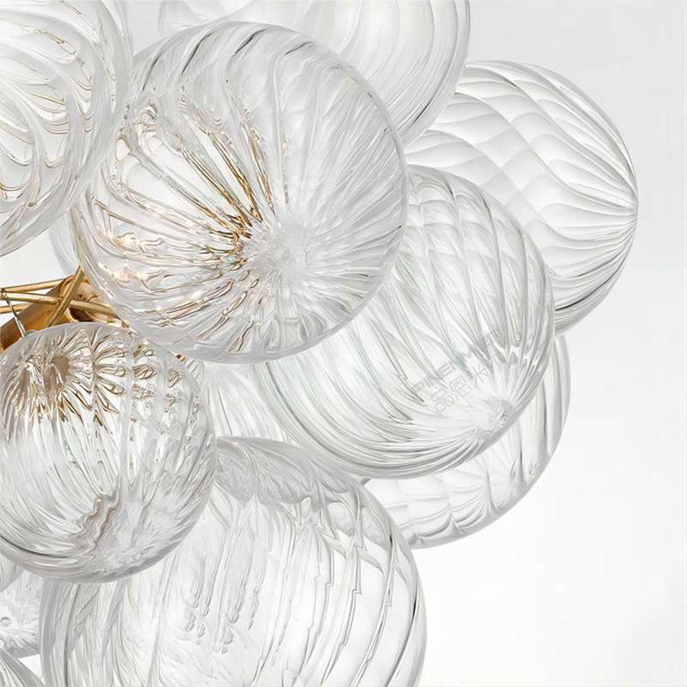 Close-up of Valentina bubble glass chandelier details, Lassola Lighting