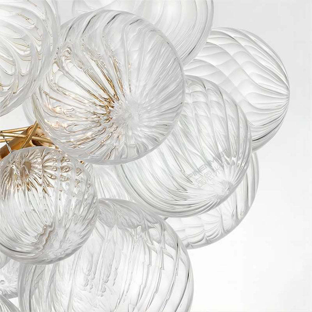 Close-up of Valentina bubble glass chandelier details, Lassola Lighting