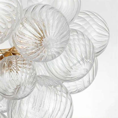 Close-up of Valentina bubble glass chandelier details, Lassola Lighting